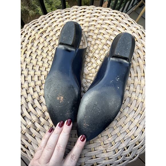 Allen Edmonds Fergie Women’s 8 AA Slingback Pumps Navy Vintage USA made 40s 50s - Picture 11 of 16